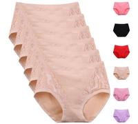Plus Size High Waist Leak Proof Cotton Panties Comfort Butt-Lifting Shaping Proof Tummy Control Panties Women(6Pcs skin color,XXL)
