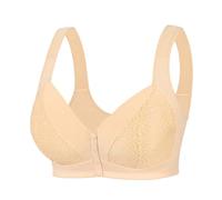 Plus Size Lace Bralette, Wirefree Front Closure, Large Sleep Bra for Comfort, Light Yellow, 50F(Light Yellow,50DD)