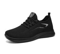 Plus Size Sports Shoes for Men's，Breathable Mesh Casual Running Outdoor Hiking Sports Shoes (Black,48)