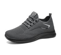 Plus Size Sports Shoes for Men's，Breathable Mesh Casual Running Outdoor Hiking Sports Shoes (Grey,44)