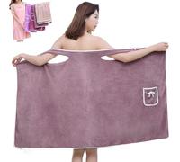 Plus Size Women's Wearable Shower Skirt, 2-Button Design Adjustable Closure, Bow Tie Water Absorption and Quick Drying, Easy to Put On, Four Seasons Wearable Bathrobe (Cameo brown,L)