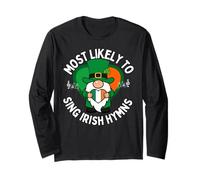 Plus susceptible de Chanter Un hymne Irlandais Shamrock Saint Patrick Manche Longue