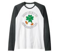 Plus susceptible de Chanter Un hymne Irlandais Shamrock Saint Patrick Manche Raglan