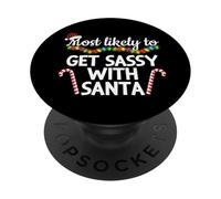 Plus susceptible de Devenir Impertinent avec Noël Assorti à la Famille du Père Noël PopSockets PopGrip Adhésif
