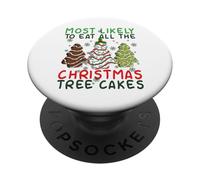 Plus susceptible de Manger Tous Les gâteaux de Sapin de Noël PopSockets PopGrip Adhésif