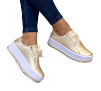 Plus taille pour femmes chaussures Nouvelles femmes de printemps chaussures de plate-forme décontractée talons femmes chaussures décontractées étudiants étudiants chaussures chaussures baskets-Gold,36