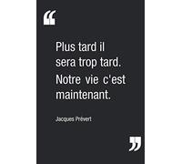 Plus Tard Il Sera Trop Tard. Notre Vie C'est Maintenant.", Jacques Prévert Carnet De Notes : Citation Motivante Pour Lutter Contre La Procrastination Carnet Ligné De 120 Pages 15,24 X 22,86 Cm