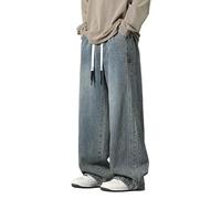 Plus Velvet Padded Plus Size Hommes Automne et Hiver High Street Loose Straight Wide Leg Long Jeans, 9#, 5XL