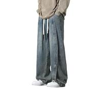 Plus Velvet Padded Plus Size Hommes Automne et Hiver High Street Loose Straight Wide Leg Long Jeans, 6#, 3XL