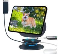 PlusAcc Support pour Show 11/8 et iPhone - avec 2 Ports de Recharge USB-C/A Rotation à 270° - Support de Recharge réglable - Station de Recharge Compatible avec Les AirPods (Graphite)