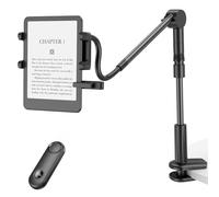 PlusAcc Support rotatif de page pour Kindle - Support de lecteur col de cygne, allongé dans le lit et lisez, bras de chevet réglable mains libres, compatible avec Kindle, Kobo et accessoires de