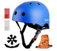 Plusawa Casque Vélo Enfant, Casque Ajustable 48-58CM Multi-Sports 2-15 Ans pour Trottinette, Skate, Vélo, Roller, Bleu - Taille XS XS