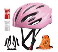 Plusawa Casque Vélo Enfant EN1078, Réglable avec Sangles, Stickers 3D & Réfléchissants, Vélo Trottinette Skate Roller, Rose - M S