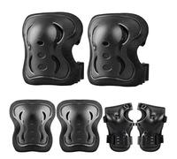 Plusawa Protection Roller Enfant - 6 Pièces Genouillères, Coudières et Protège-Poignets - Confort et Sécurité - Taille Ajustable (50-56cm) - Idéal pour Vélo, Trottinette, Roller et Skate (Noir, M)