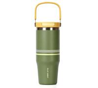 pluseight Gobelet de voyage en acier inoxydable avec paille, 1 000 ml, tasse de voyage avec poignée, étanche, réutilisable, garde au froid pendant 24 h ou au chaud 12 h, s'adapte au porte-gobelet de
