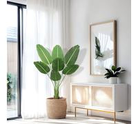 PlusFive Plante artificielle d'oiseau de paradis - 120 cm - Bananier artificiel - Plante de strelitzia - Palmier artificiel - Pour balcon, décoration d'intérieur et d'extérieur