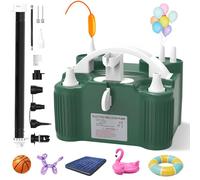 PlusFive Pompe à Ballons Électrique 4-en-1, Pompe à Air Multifonctionnelle à Double Moteur, Gonfleur Rapide & Dégonfleur pour Ballons Latex/Aluminium/260q,Balles Sportives,Matelas Gonflables,Piscines