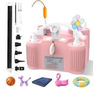 PlusFive Pompe à Ballons Électrique 4-en-1, Pompe à Air Multifonctionnelle à Double Moteur, Gonfleur Rapide & Dégonfleur pour Ballons Latex/Aluminium/260q,Balles Sportives,Matelas Gonflables,Piscines