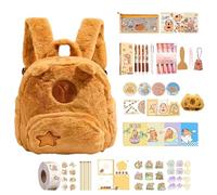 Plush Backpack - Soft Comfortable Design, Stuffed Animal, Stationery Set Included | Adorable Practical Style, School Bookbag For Kids, Children, Travel, Day Trips, Camping, Picnic, Sports Activities