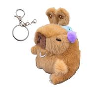 Plush Bag Charm | Interactive Capybara Keyring With Movable Ears,Stuffed Animals Bag Keychain - for Men Women Boys Girls Youth Teens Husband Son Daughter, Purple, Se référer à la description