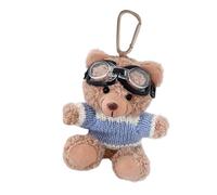 Plush Bear Keychain - Cute Soft Wearing Sweater, Goggles Bag Pendant