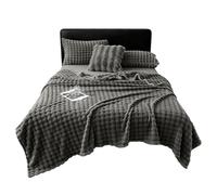 Plush Blanket 3D Rabbit Fur Texture Milk Velvet Throw Warm | Premium milk velvet fabric with 3D rabbit fur texture for ultimate comfort designed for bedroom Dark Gray S