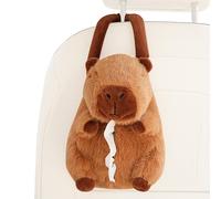 Plush Car Tissue Holder, Capybara Napkin Box Cover, Adorable Soft Decorative Car Accessory, Portable Plush Tissue Holder for Cars Hotel Rooms Restaurants Home Family Travel and Everyday Use