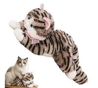 Plush Cat Stuffed Doll - Black Striped Soft Toy | Realistic Sound Animal Plush - Cute Funny Expression Pillow Decorative Companion for Bedroom Sofa Living Room Gift Kids Teens Adults Collectors