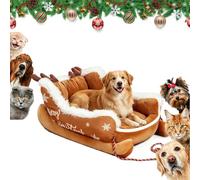 Plush Christmas Sleigh Dog Bed, Xmas Slay Dog Bed，1pc-c s | Warm Sleeping Comfort, Non-Slip Base, Festive Pet Retreat For Bedroom Living Room Indoor Home Winter Balcony Outdoor