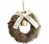 Plush Christmas Wreath 12cm With Bells & Ribbon Bow | Soft Plush And Foam, Decorative Bells, Ribbon Bow, For pour windows And Doors, Festive Holiday Decor