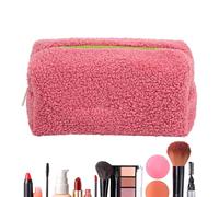 Plush Cosmetic Bag,7.48x3.54x3.54 inches Large Capacity Makeup Storage Pouch for Travel - Comfortable Protective Cosmetic Tools Holder for Mother, Wife, Girlfriend, Women