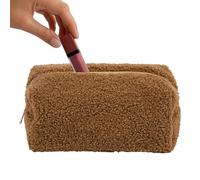 Plush Cosmetic Bag,7.48x3.54x3.54 inches Large Capacity Makeup Storage Pouch for Travel - Comfortable Protective Cosmetic Tools Holder for Mother, Wife, Girlfriend, Women