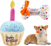 Plush Dog Birthday Toy-Cake and Bone for Puppy and Small