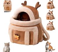 Plush Dog Carrier Bag - Elk Shaped Pet Backpack,Winter Puppy Outgoing Carriers, Elk Shape Dog Cat Front Carrier Bag for Hiking Camping Outdoor Indoor Winter Trips Small Medium Dogs (L)
