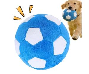 Plush Dog Soccer Ball Squeaky Pet Chew Toy Soft Interactive Training Play | Game Balls Ideal Puppy Cat Large Medium Breed Aggressive Chewer Indoor Outdoor Teething Fetch Activity, 12x12x12cm