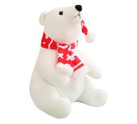 Plush Doll - Polar Bear Soft Toy for Seasonal Joy | Adorable Scarf Accessory with Gentle Texture & Collectible Appeal for Bedroom Accent, Living Room Ornament, Nursery Charm and Bedside Display