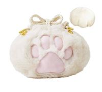 Plush Drawstring Pouch - Plush Cat Paw Bag, Small Cosmetic Bag with Cat Paw Design,Plush Cat Paw Bag, Cosmetic Bag Case for Purse, Makeup Storage, Portable, Drawstring Design for Girls, Kids