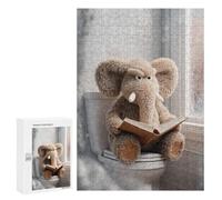 Plush Elephant Reading on Toilet Puzzle-Image en Bois, 300 PCS - Loisir Créatif en Intérieur - pour Un Défi Gratifiant Le W nd