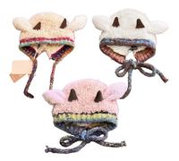 Plush Hat - Soft Earflap | Winter Cap, Soft Warm Windproof Earflap | Knitted Animal Hat Sheep Ears | Use for The Women Girls and Ladies Teens Adults Commuting School Travel Cycling