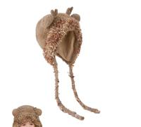 Plush Hat, Travel Plush Antler Beanie, Small Kids 4-10 Cold Protection Winter Hat, Sturdy Soft Fleece Ear Flap Design, Beanie Headwear for Outdoor Travel School Christmas, Warm for Fall Winter Day