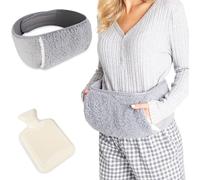 Plush Hot Water Bottle With Hand Pockets,Menstrual Pain Relief And Abdominal Cramps (Grey)