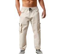Plush House Pantalon de travail léger et confortable pour homme avec poches multiples, kaki, S