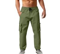 Plush House Pantalon de travail léger et confortable pour homme avec poches multiples, Vert, S