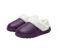 Plush-Lined Cotton Slippers with Covered Heel, Memory Foam Arch Support and Non-Slip Sole, Warm Cozy House Shoes for Indoor Outdoor Use, Slip-On Comfort for Women (Purple,235(35-36))