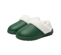 Plush-Lined Cotton Slippers with Covered Heel, Memory Foam Arch Support and Non-Slip Sole, Warm Cozy House Shoes for Indoor Outdoor Use, Slip-On Comfort for Women (Green,245(37-38))