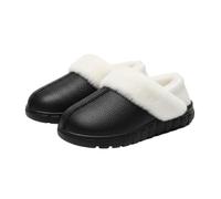 Plush-Lined Cotton Slippers with Covered Heel, Memory Foam Arch Support and Non-Slip Sole, Warm Cozy House Shoes for Indoor Outdoor Use, Slip-On Comfort for Women (Black,245(37-38))