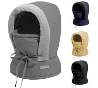 Plush-Lined Thickened Thermal Hat with Face Mask for Men and Women,3 in 1 Full Coverage Warm Snow Hat,Ski Windproof Scarf Cap (FR/ES, Alpha/Lettres, Taille Unique, Dark Gray)