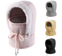 Plush-Lined Thickened Thermal Hat with Face Mask for Men and Women,3 in 1 Full Coverage Warm Snow Hat,Ski Windproof Scarf Cap (FR/ES, Alpha/Lettres, Taille Unique, Pink)