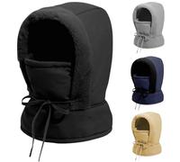 Plush-Lined Thickened Thermal Hat with Face Mask for Men and Women,3 in 1 Full Coverage Warm Snow Hat,Ski Windproof Scarf Cap (FR/ES, Alpha/Lettres, Taille Unique, Black)