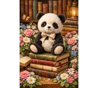 Plush Panda Bear Among Cozy Vintage Books and Blooms: Beautiful Gift Notebook Journal for Friends and Family, Teens and Adults, School Booklet